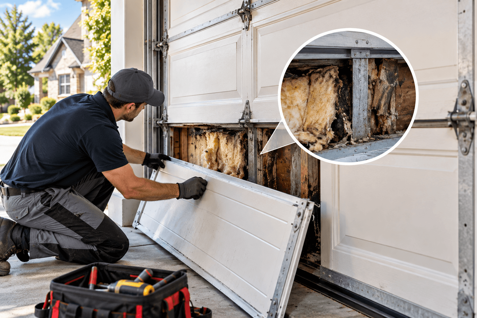Hidden Garage Door Panel Damage Magnolia TX